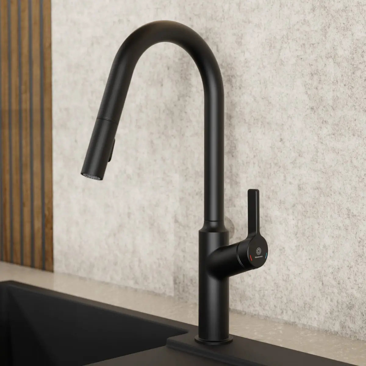 Wasserwerk Kitchen Faucet with Curved Spout in Matte Black