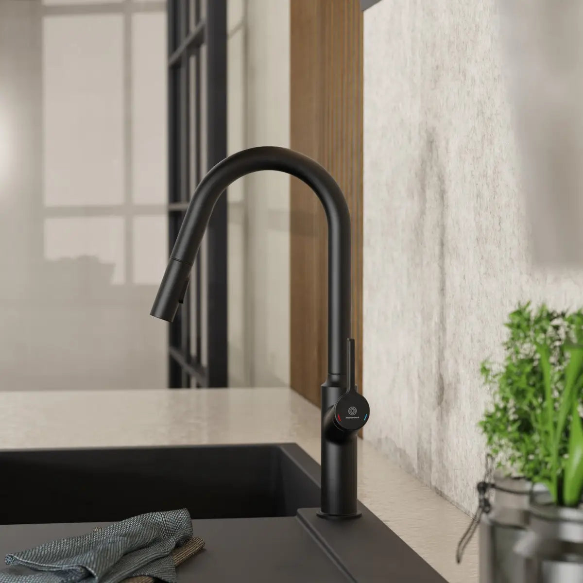 Wasserwerk Kitchen Faucet with Curved Spout in Matte Black