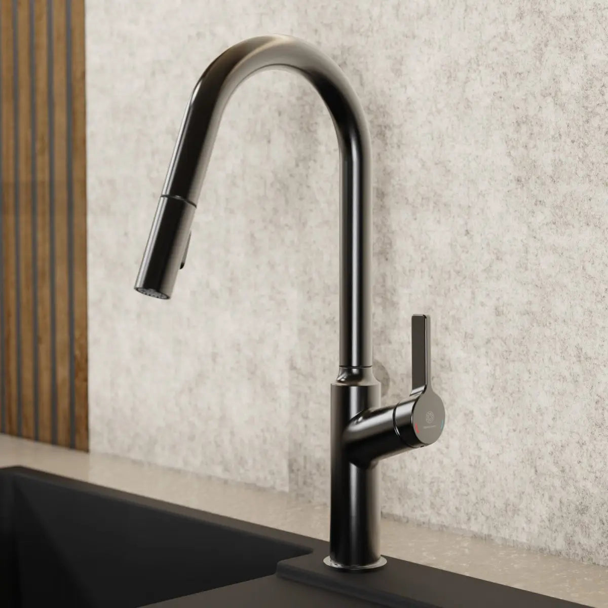 Wasserwerk Kitchen Faucet with Curved Spout in Matte Graphite