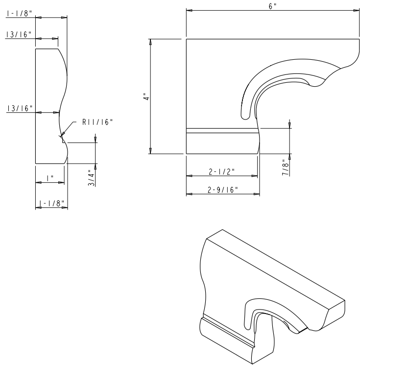 Hardware Resources 6" x 1-1/8" x 4" Rubberwood Rounded Corner Pedestal Foot