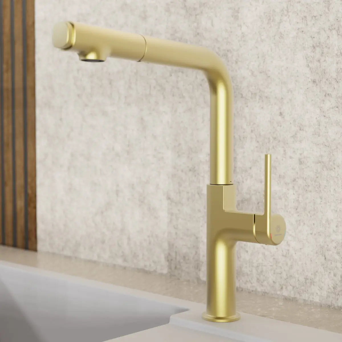 Wasserwerk Single Hole Straight Spout Kitchen Faucet in Brushed Gold