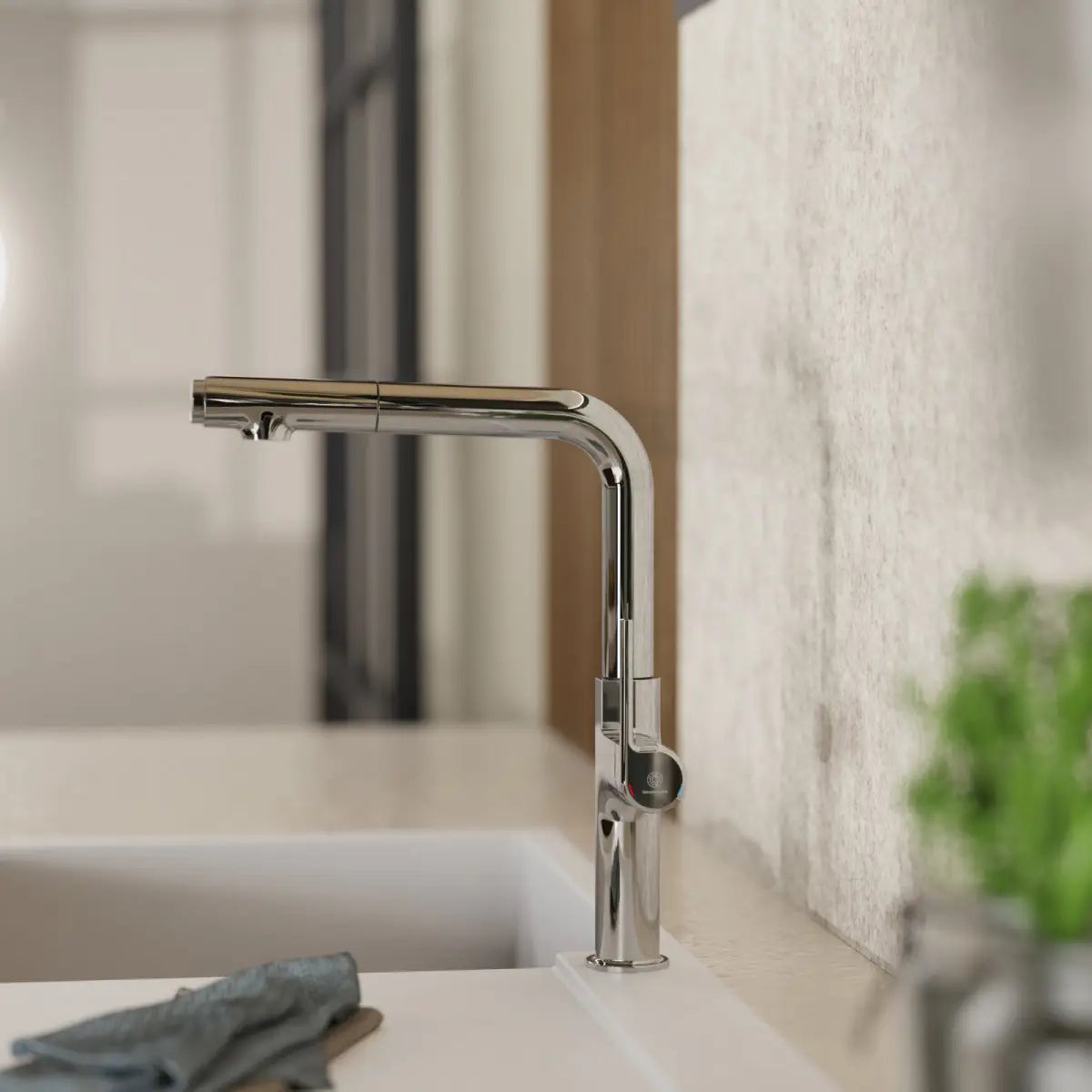 Wasserwerk Single Hole Straight Spout Kitchen Faucet in Chrome