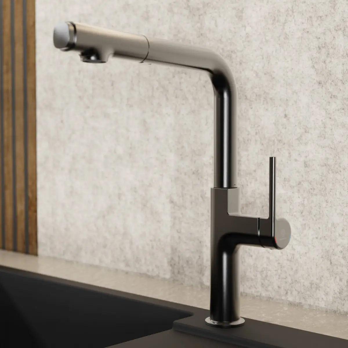 Wasserwerk Kitchen Faucet with Straight Pull-Out Spout in Matte Graphite