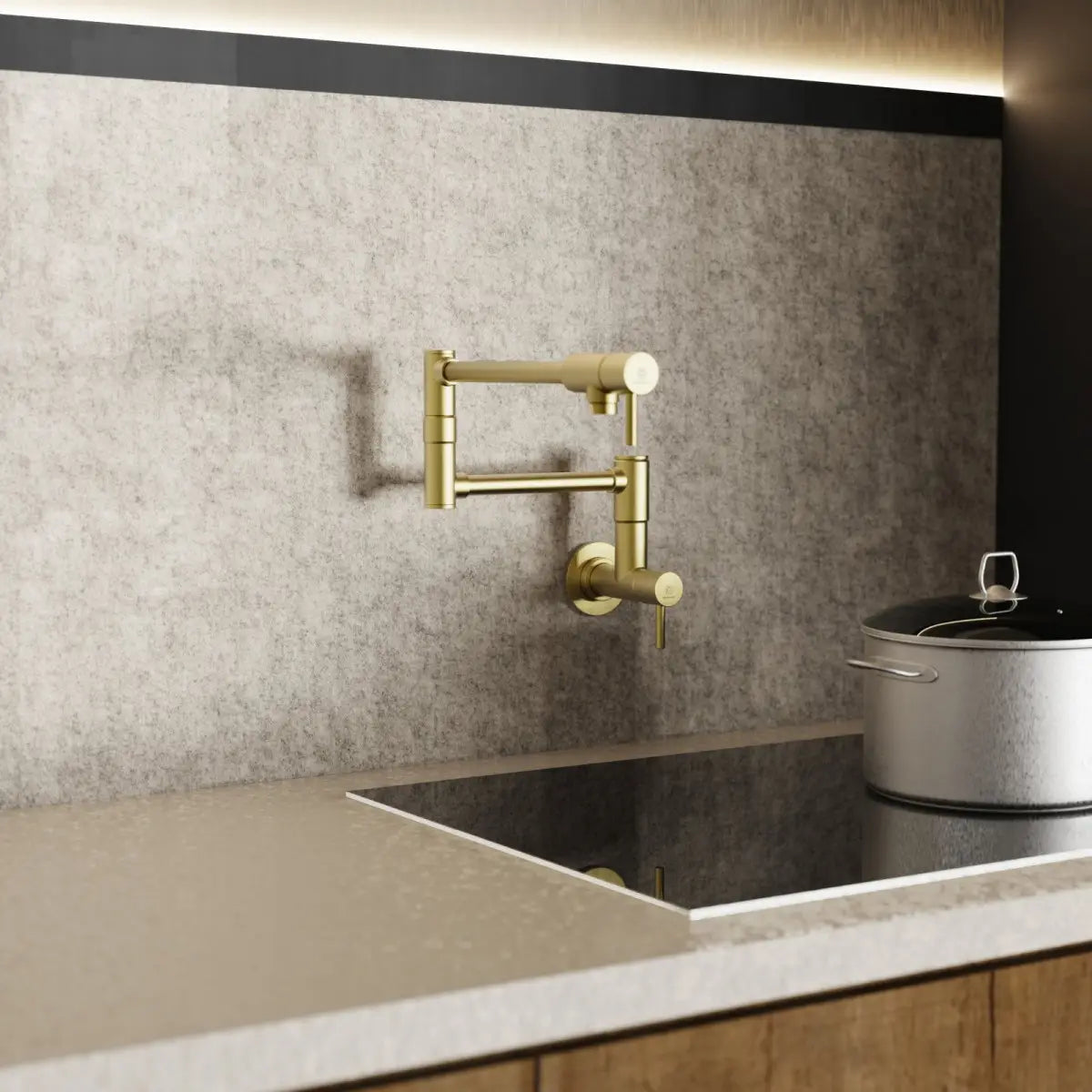 Wasserwerk Wall Mounted Articulating Pot Filler in Brushed Gold