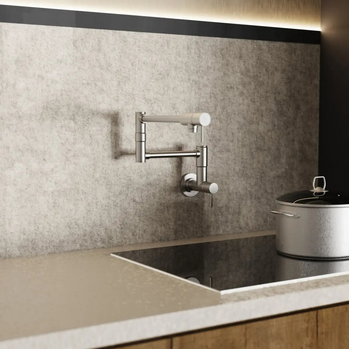 Wasserwerk Wall Mounted Articulating Pot Filler in Brushed Nickel