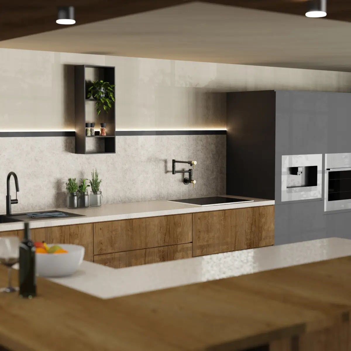 Wasserwerk Wall Mounted Pot Filler | Matte Black & Brushed Gold