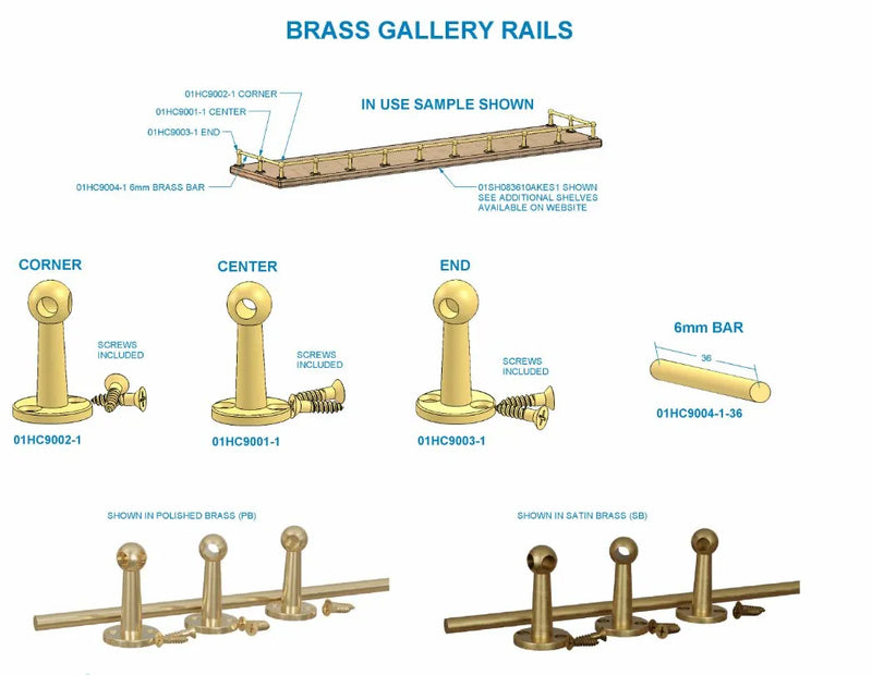 Gallery Rail Posts – Traditional – Polished Brass