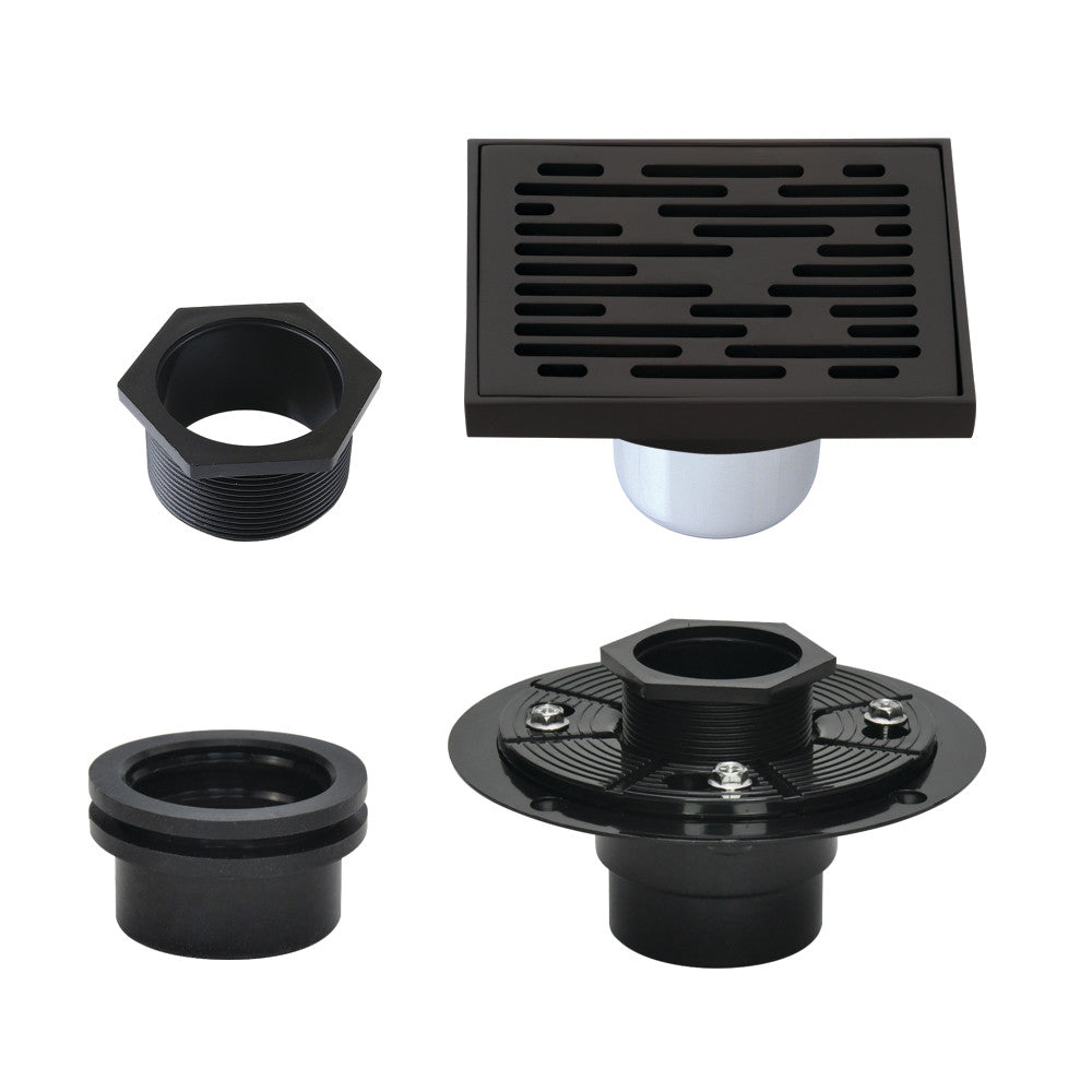 4" Brass Square Grid Shower Drain with Flange-DirectSinks