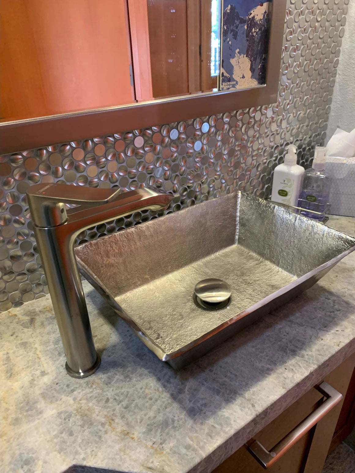 Terra Firma Brass 15" x 11" Rectangular Vessel Sink in Nickel Plated Copper