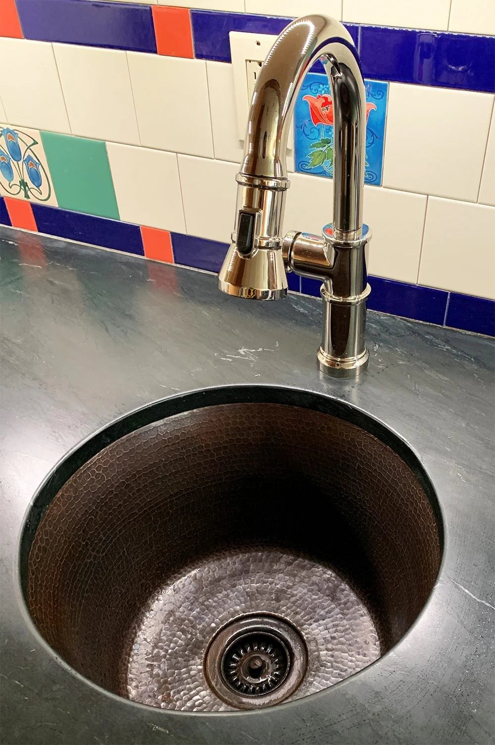 Premier Copper Products 17" Large Round Hammered Copper Bar/Prep Sink
