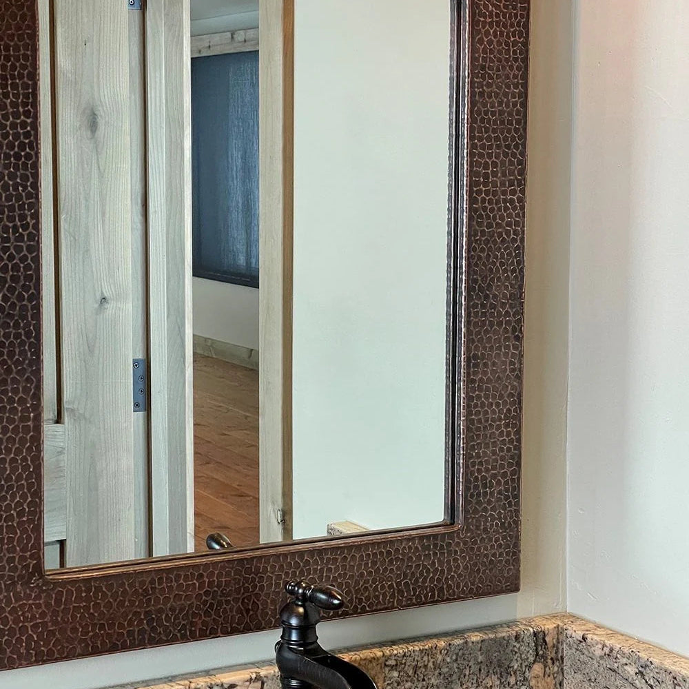 36" Hand Hammered Rectangle Copper Mirror-DirectSinks