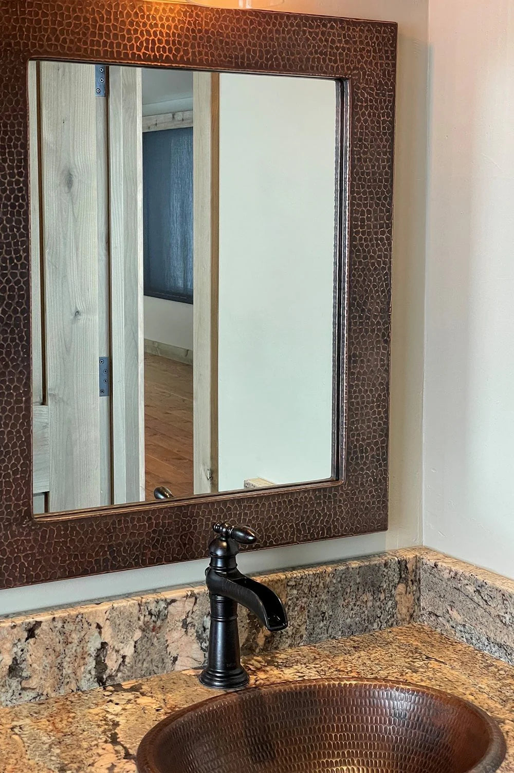 36" Hand Hammered Rectangle Copper Mirror-DirectSinks
