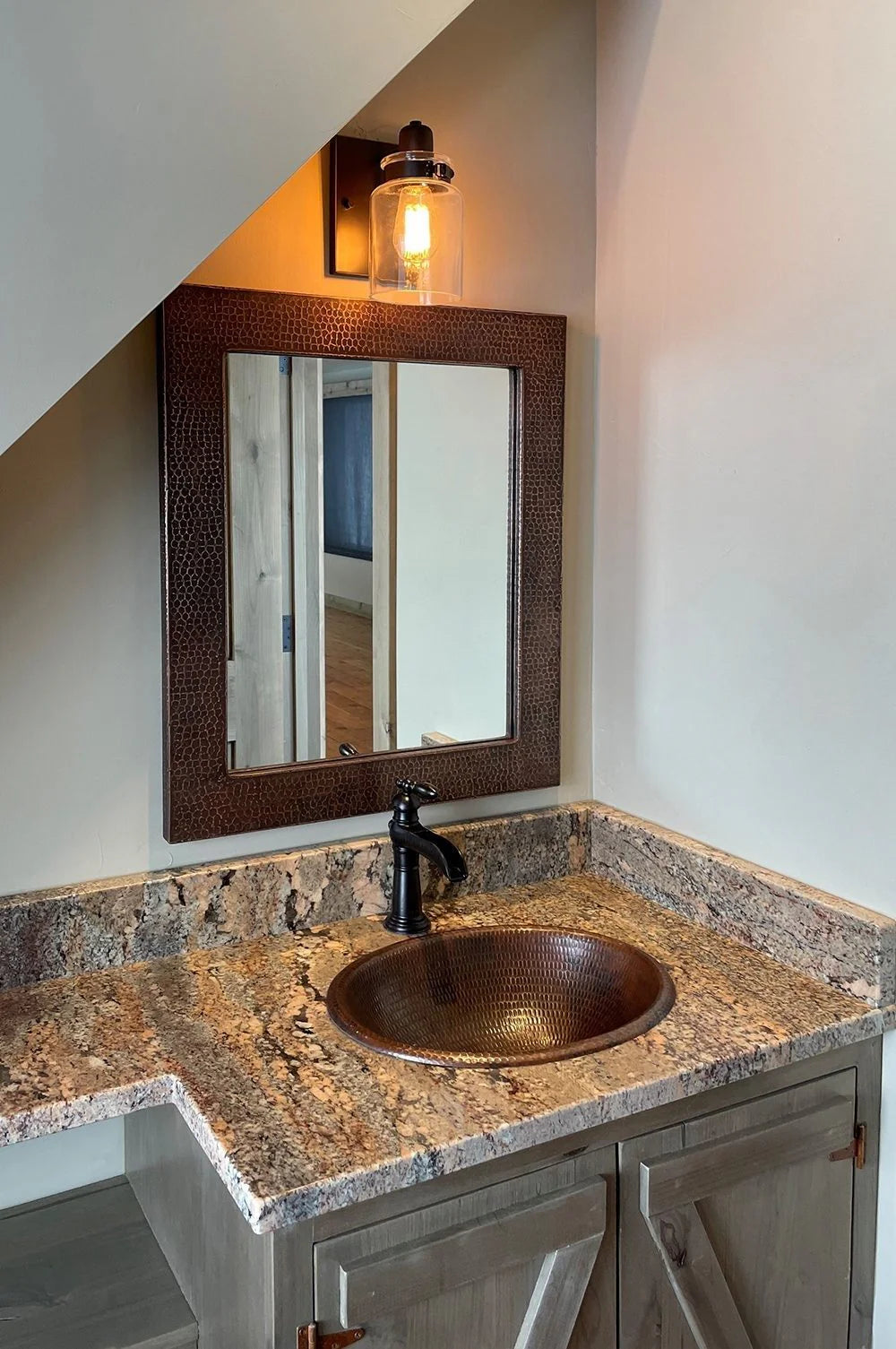 36" Hand Hammered Rectangle Copper Mirror-DirectSinks