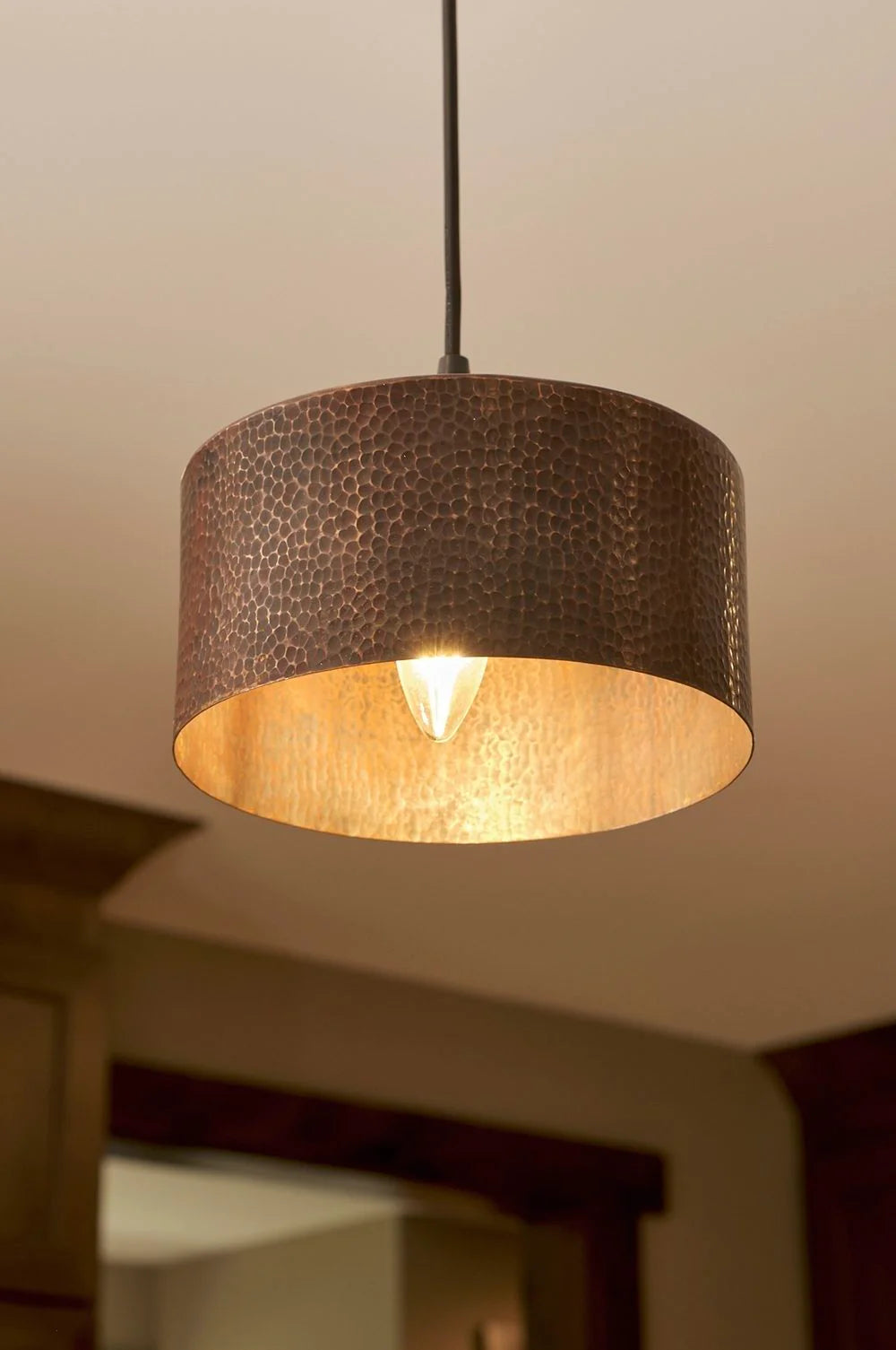 8" Copper Round Cylinder Pendant Light