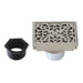 Scroll 4" Brass Square Grid Shower Drain with Flange and Hair Trap-DirectSinks