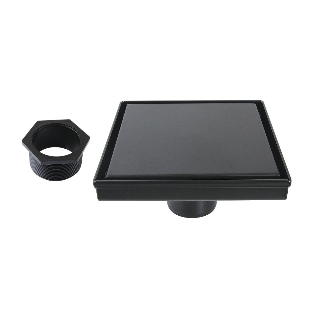  6" Stainless Steel Square Shower Drain in Matte Black
