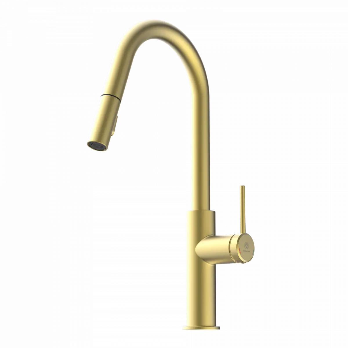 Wasserwerk Kitchen Faucet with Curved Pull-Down Spout in Brushed Gold