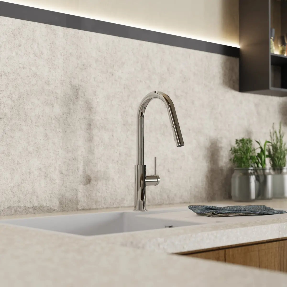 Wasserwerk Kitchen Faucet with Curved Pull-Down Spout in Chrome