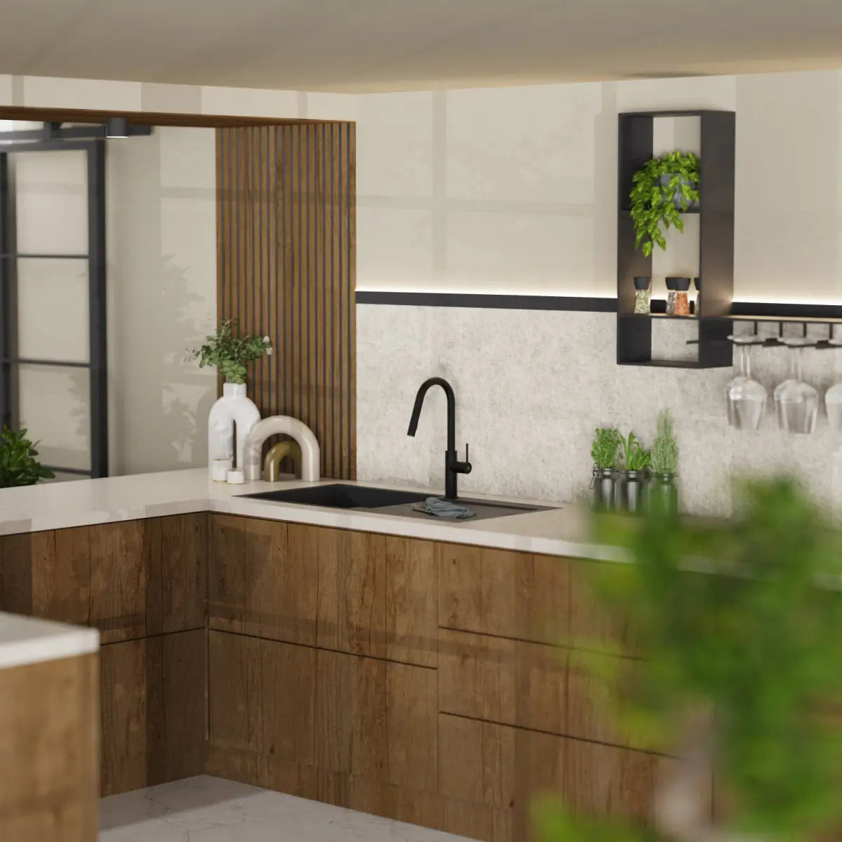 Wasserwerk Kitchen Faucet with Curved Pull-Down Spout in Matte Black