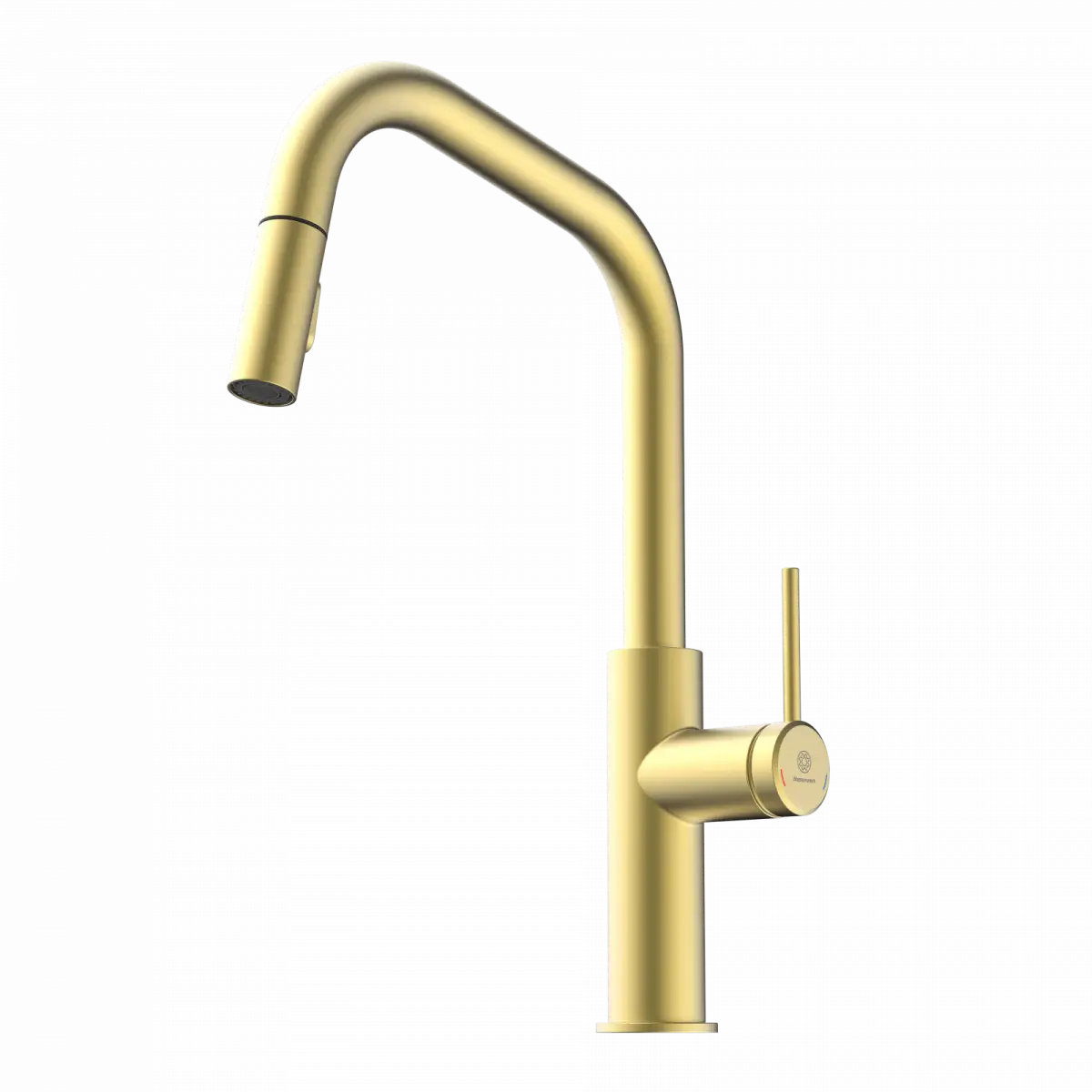 Wasserwerk Kitchen Faucet with Angled Spout Pull-Down Sprayer in Brushed Gold