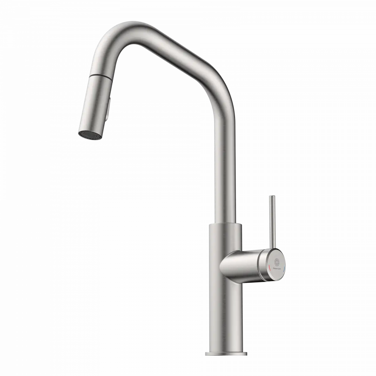Wasserwerk Kitchen Faucet with Angled Spout Pull-Down Sprayer in Brushed Nickel