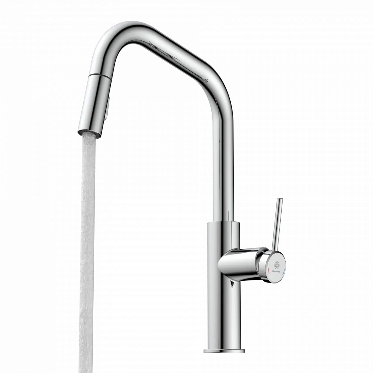 Wasserwerk Kitchen Faucet with Angled Spout Pull-Down Sprayer in Chrome