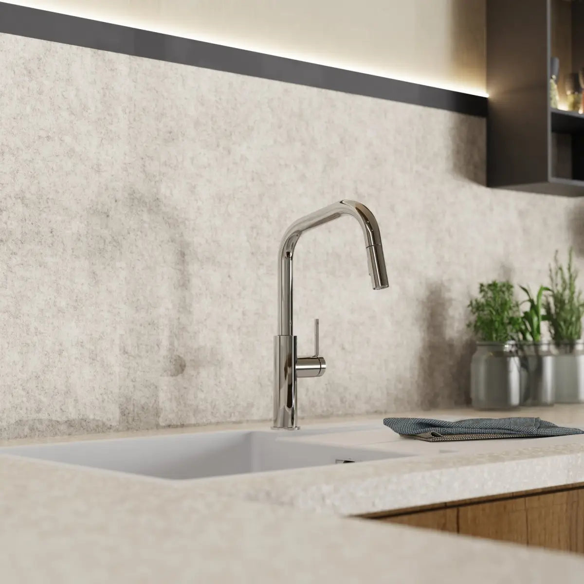 Wasserwerk Kitchen Faucet with Angled Spout Pull-Down Sprayer in Chrome