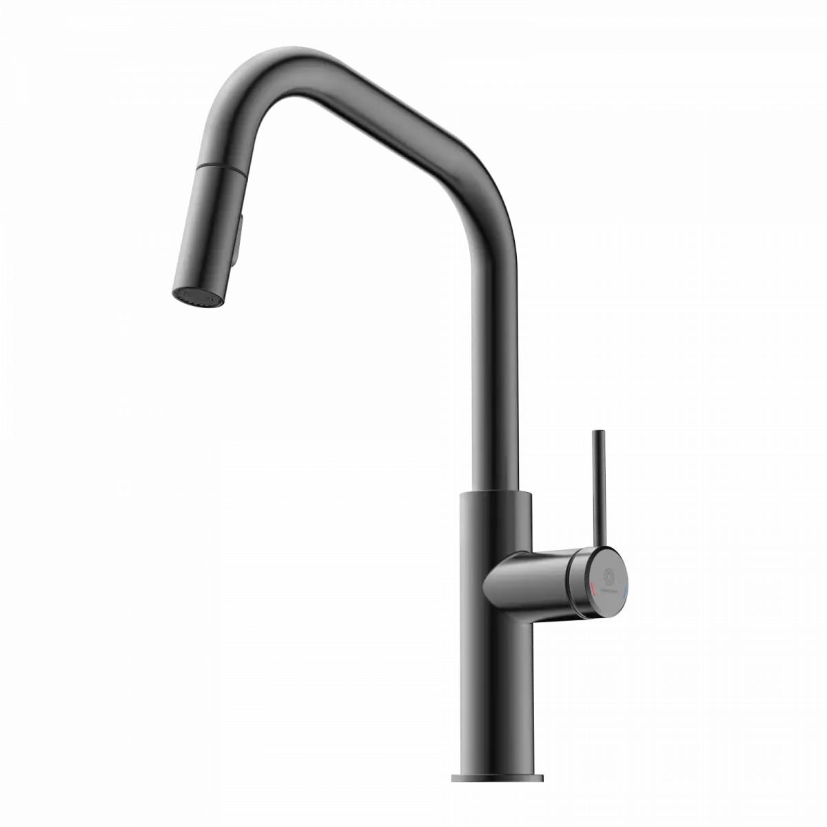 Wasserwerk Kitchen Faucet with Angled Spout Pull-Down Sprayer in Matte Graphite