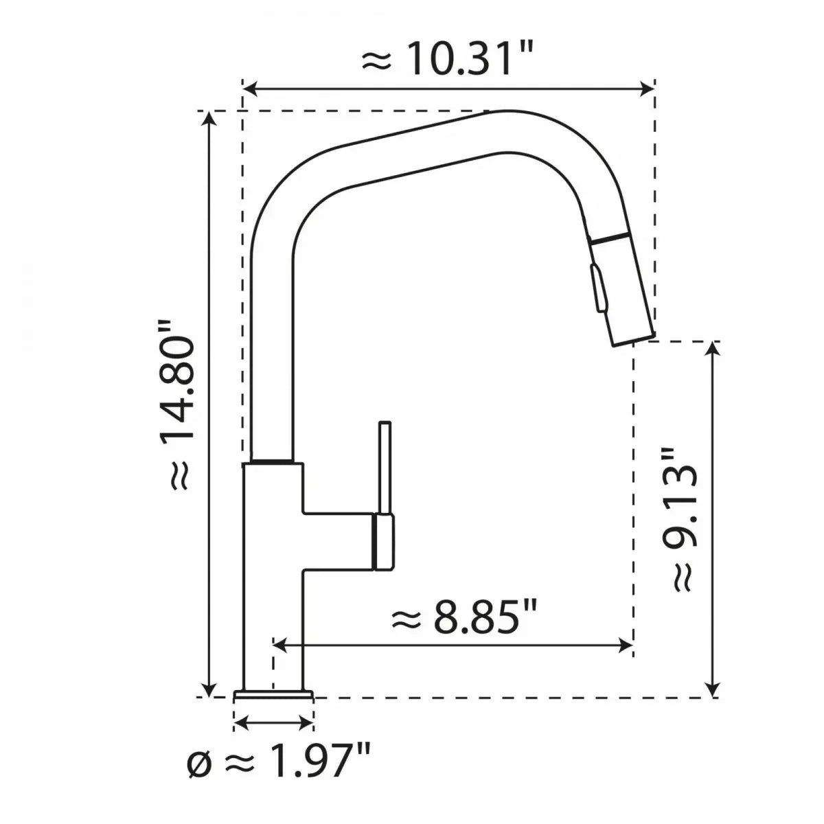 Wasserwerk Kitchen Faucet with Angled Spout Pull-Down Sprayer in Matte Graphite