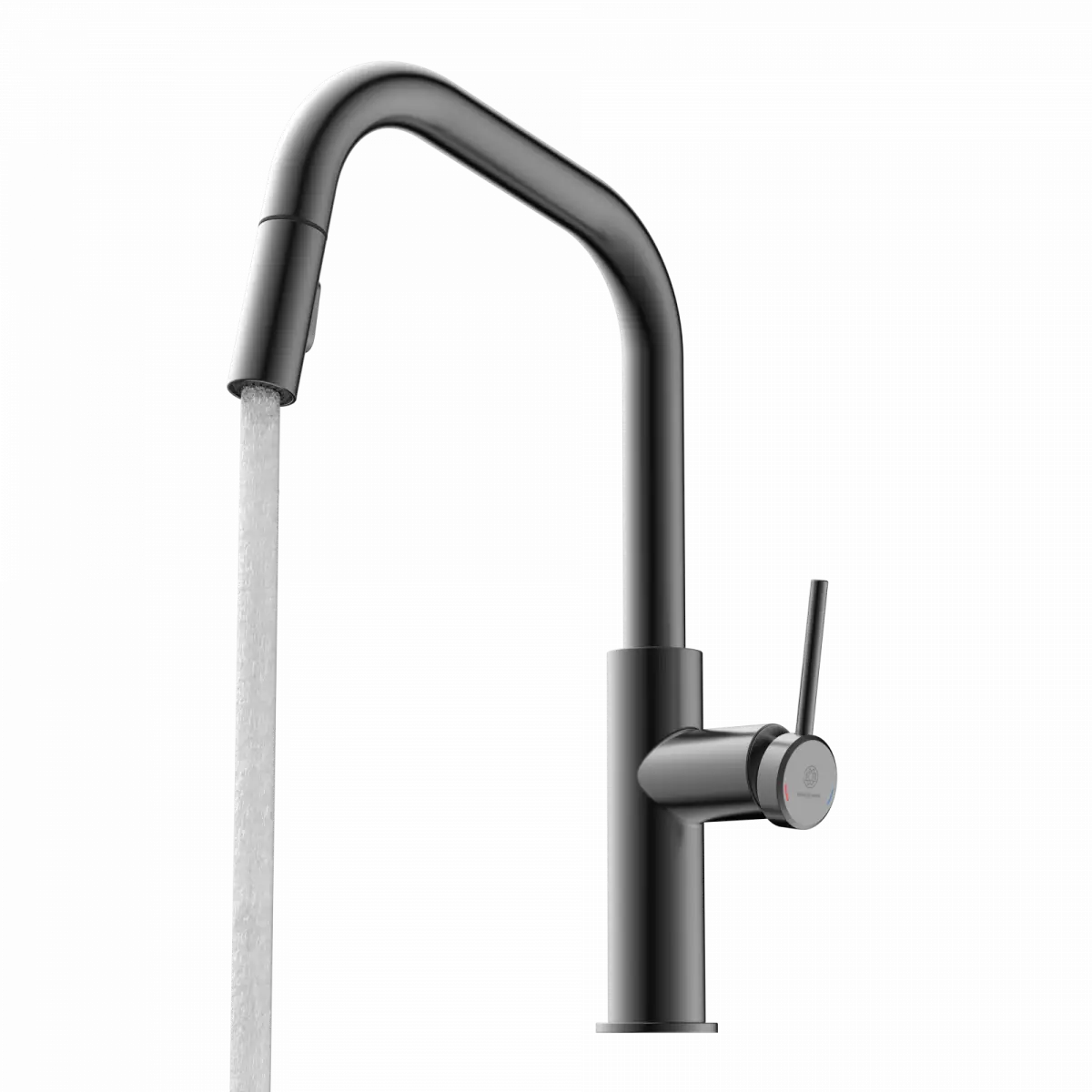 Wasserwerk Kitchen Faucet with Angled Spout Pull-Down Sprayer in Matte Graphite