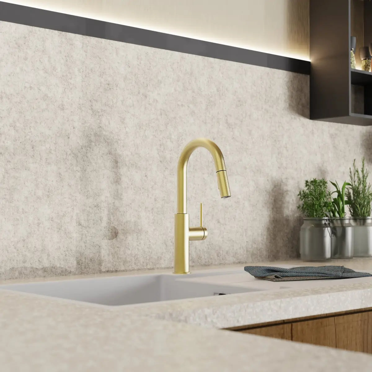 Wasserwerk Pull-Down Kitchen Prep Faucet in Brushed Gold