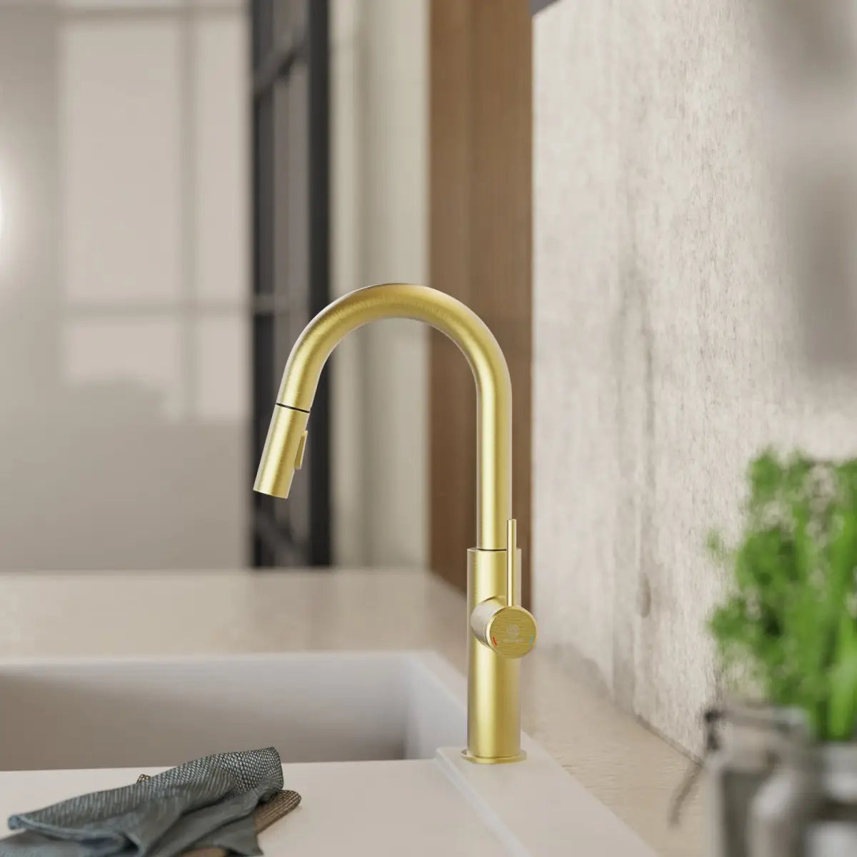 Wasserwerk Pull-Down Kitchen Prep Faucet in Brushed Gold