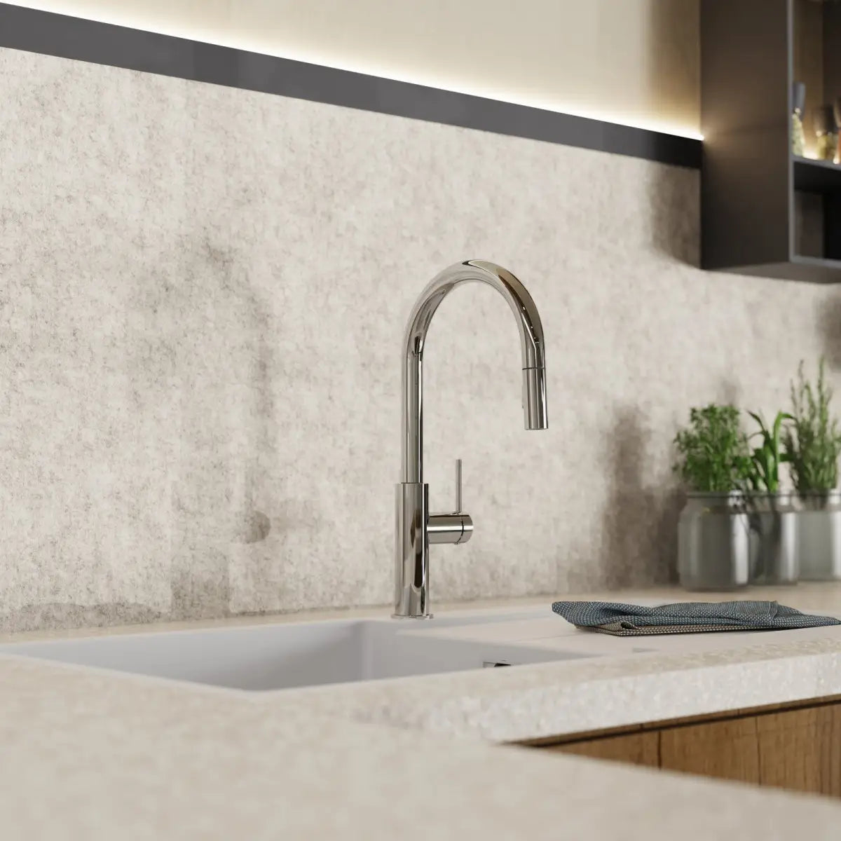 Wasserwerk Kitchen Faucet with Arch Pull-Down Spout in Chrome