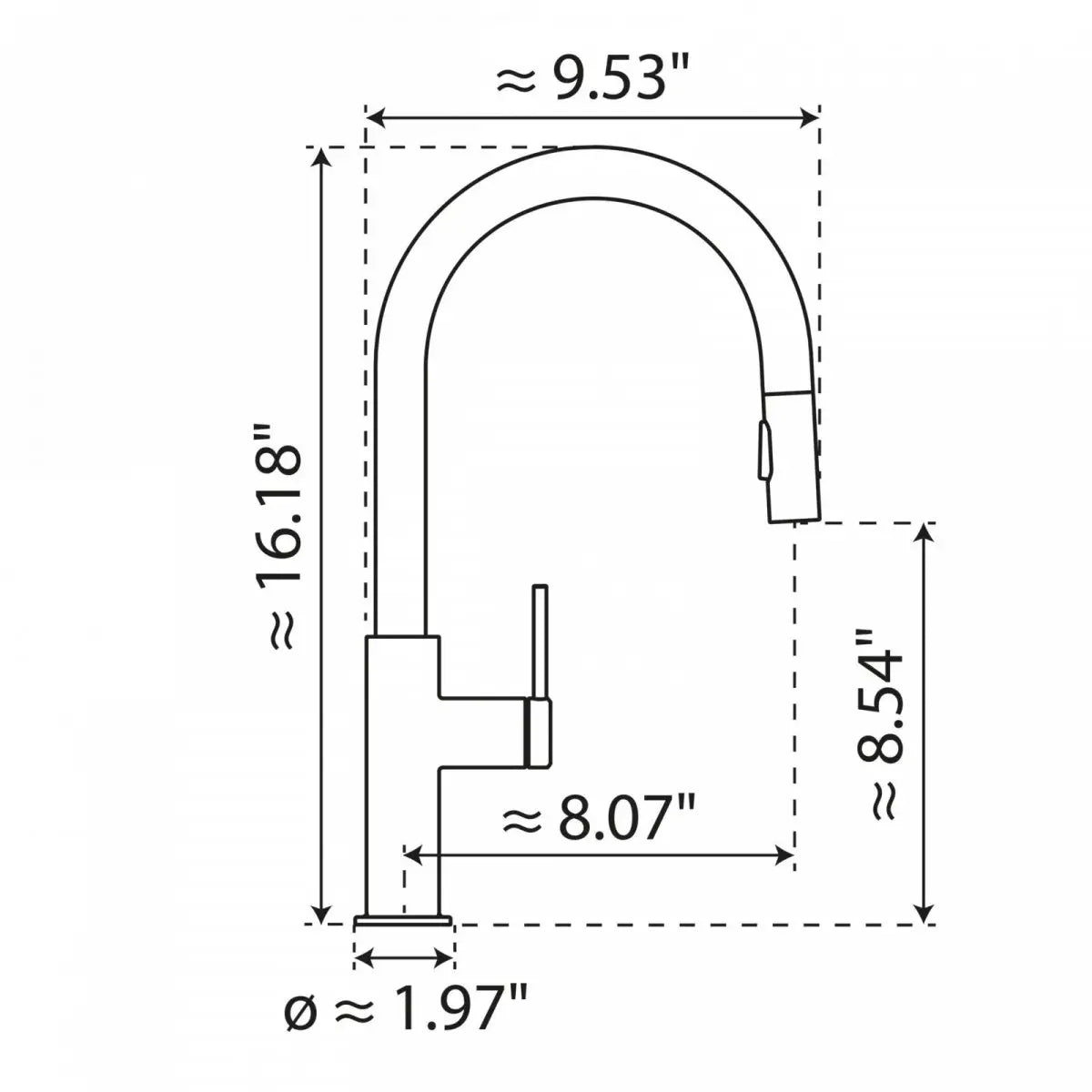 Wasserwerk Kitchen Faucet with Arch Pull-Down Spout in Matte Graphite