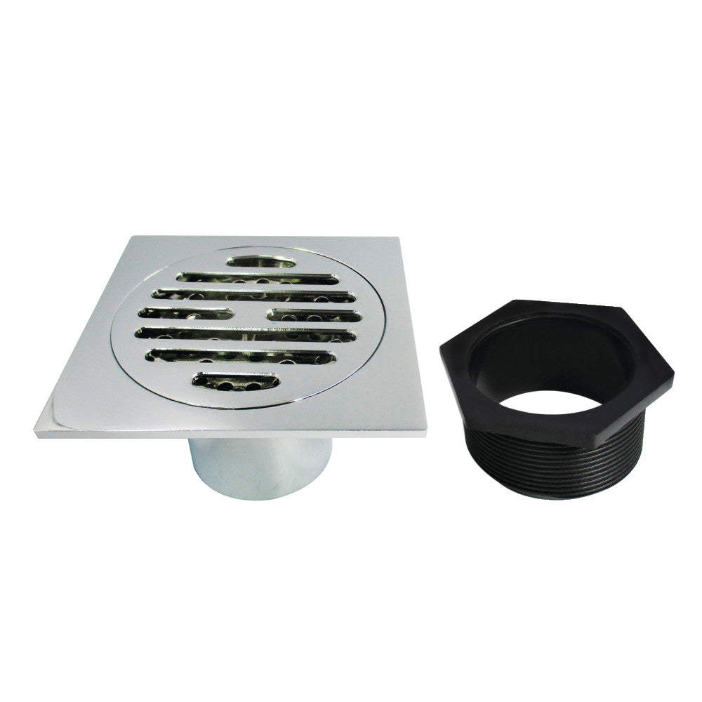 Symmetric 4" Brass Square Grid Shower Drain with Flange and Hair Trap-DirectSinks