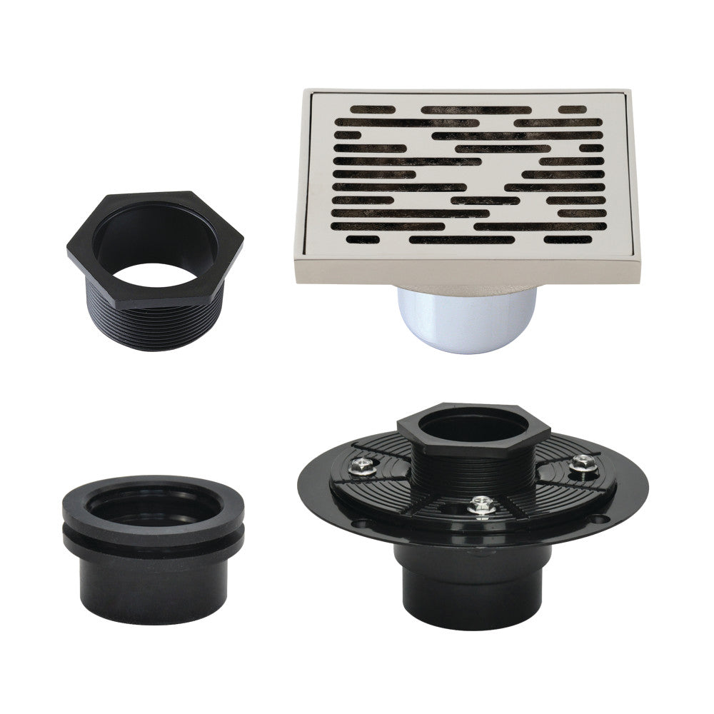 4" Brass Square Grid Shower Drain with Flange-DirectSinks