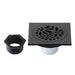 Floral 4" Brass Square Grid Shower Drain with Flange and Hair Trap-DirectSinks