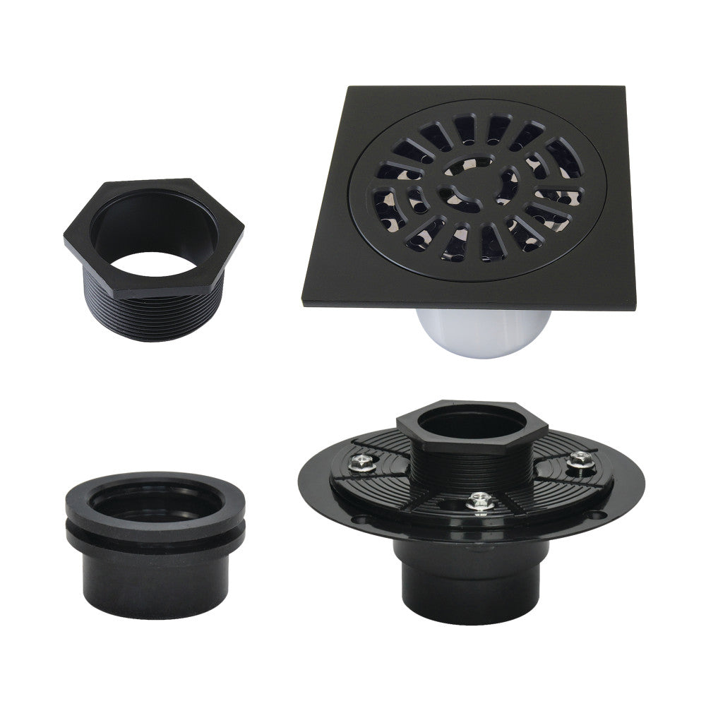 4" Brass Square Grid Shower Drain with Flange-DirectSinks