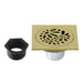 Floral 4" Brass Square Grid Shower Drain with Flange and Hair Trap-DirectSinks