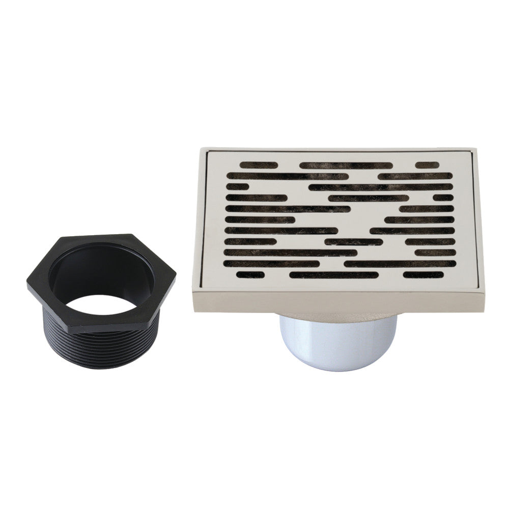 Transit 4" Brass Square Grid Shower Drain with Flange and Hair Trap-DirectSinks