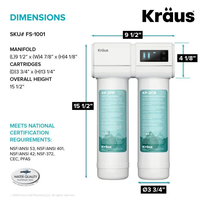 KRAUS Bolden 2-in-1 Pull-Down Single Handle Water Filter Kitchen Faucet in Matte Black with Purita 2-Stage Under-Sink Filtration System-DirectSinks