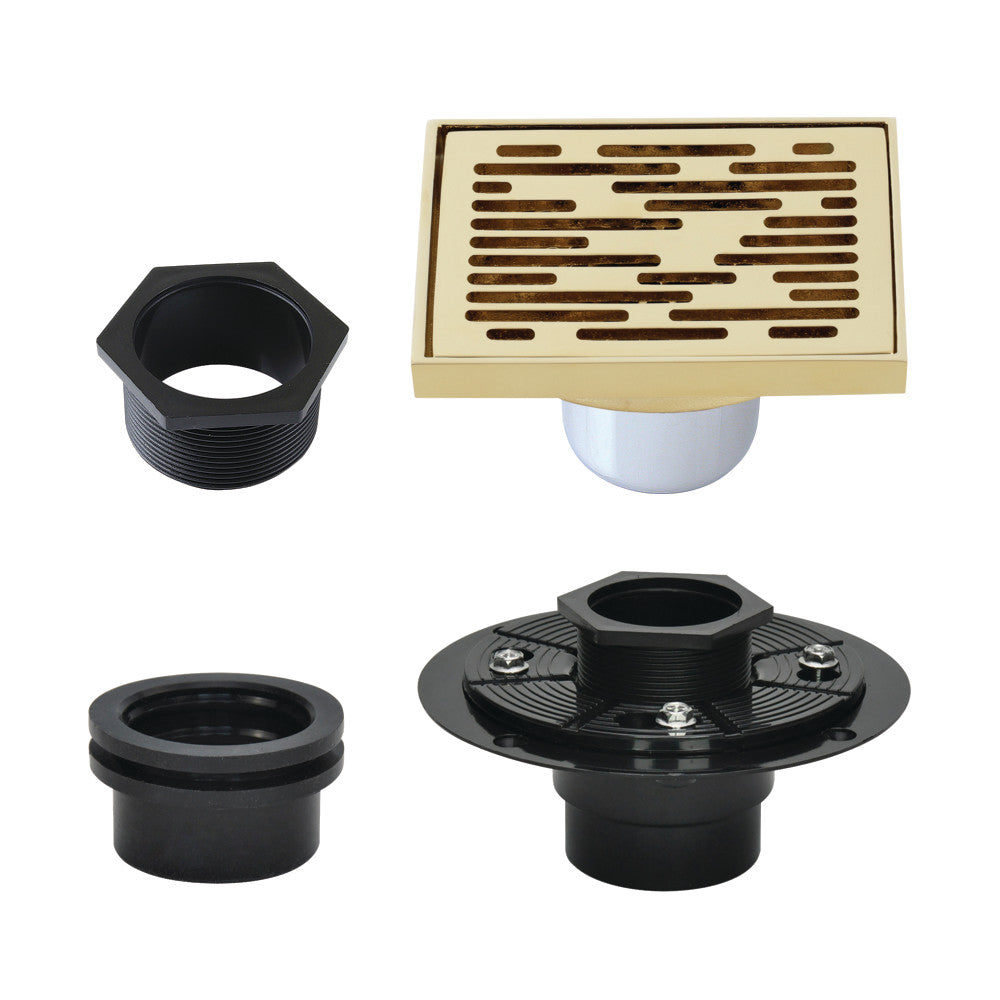 4" Brass Square Grid Shower Drain with Flange-DirectSinks