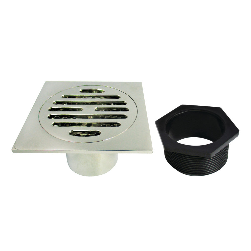 Symmetric 4" Brass Square Grid Shower Drain with Flange and Hair Trap-DirectSinks
