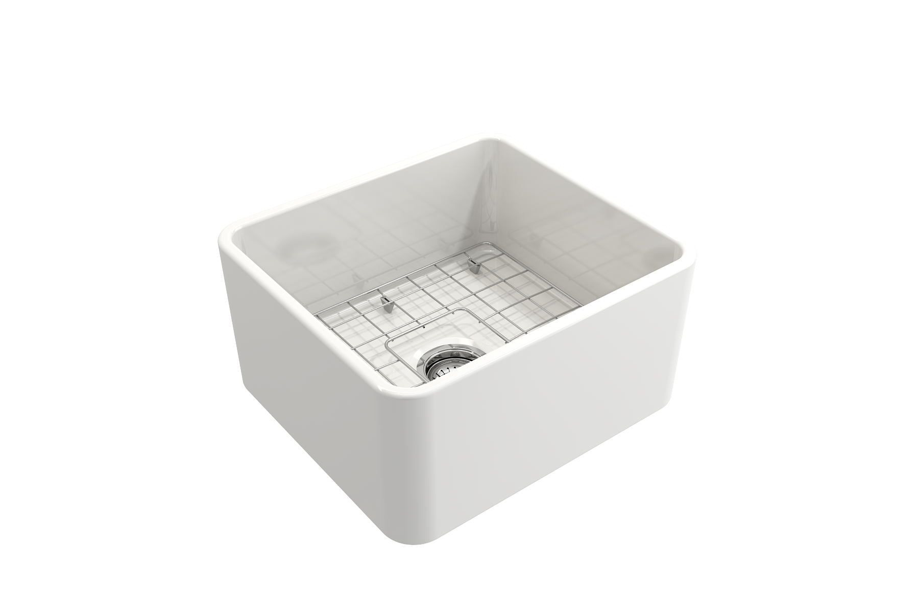 Bocchi Classico Farmhouse Apron Front Fireclay 20" Single Bowl Kitchen Sink with Protective Bottom Grid and Strainer, Available in 9 colors!