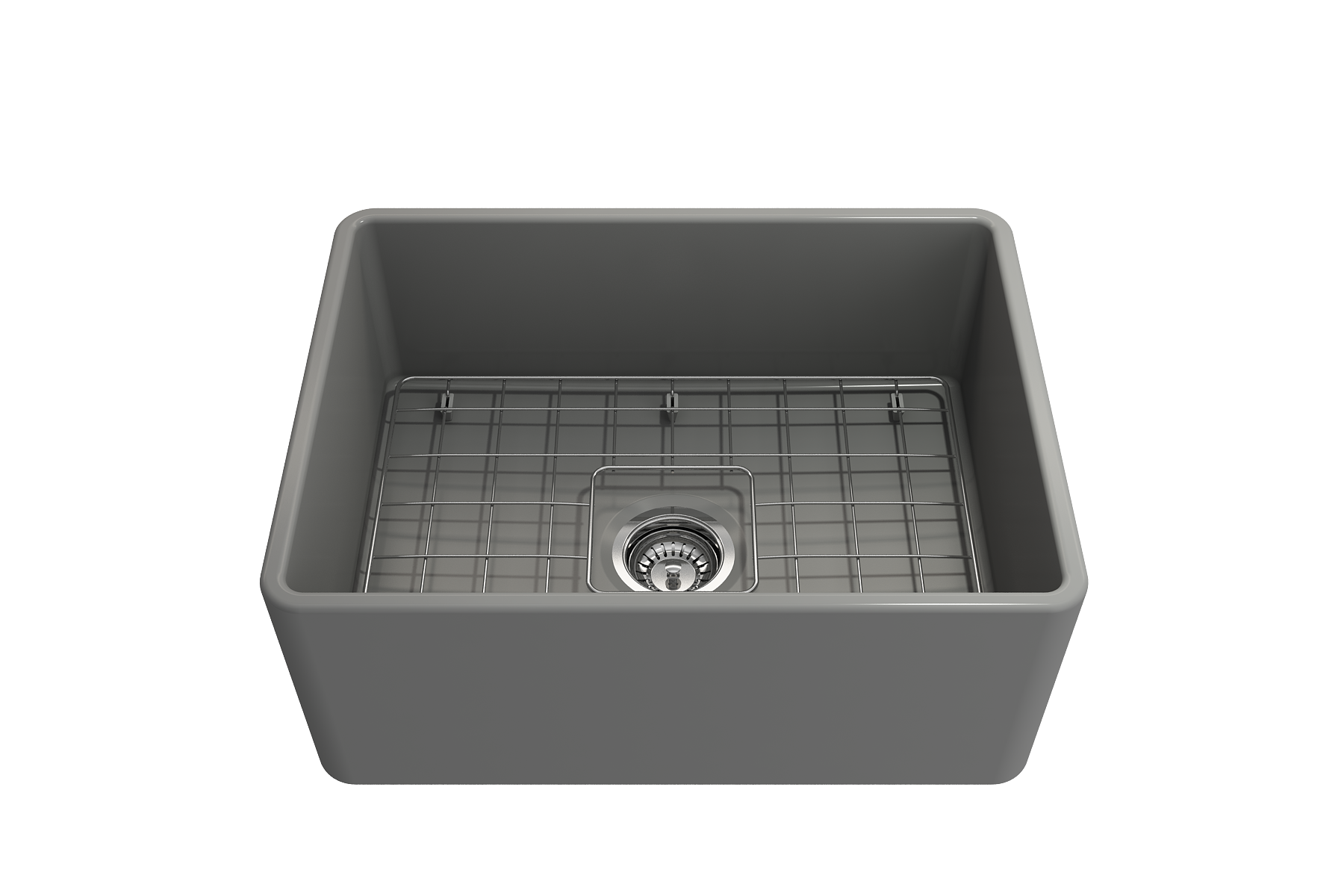 Bocchi Classico Farmhouse Apron Front Fireclay 24" Single Bowl Kitchen Sink with Protective Bottom Grid and Strainer, Available in 9 colors!