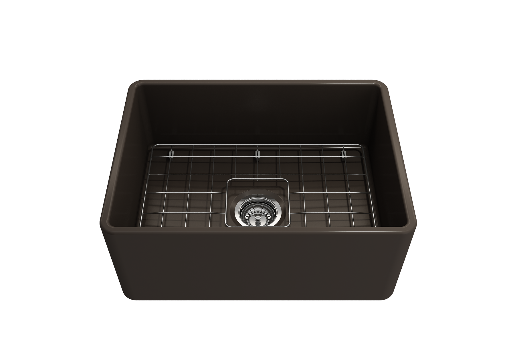 Bocchi Classico Farmhouse Apron Front Fireclay 24" Single Bowl Kitchen Sink with Protective Bottom Grid and Strainer, Available in 9 colors!