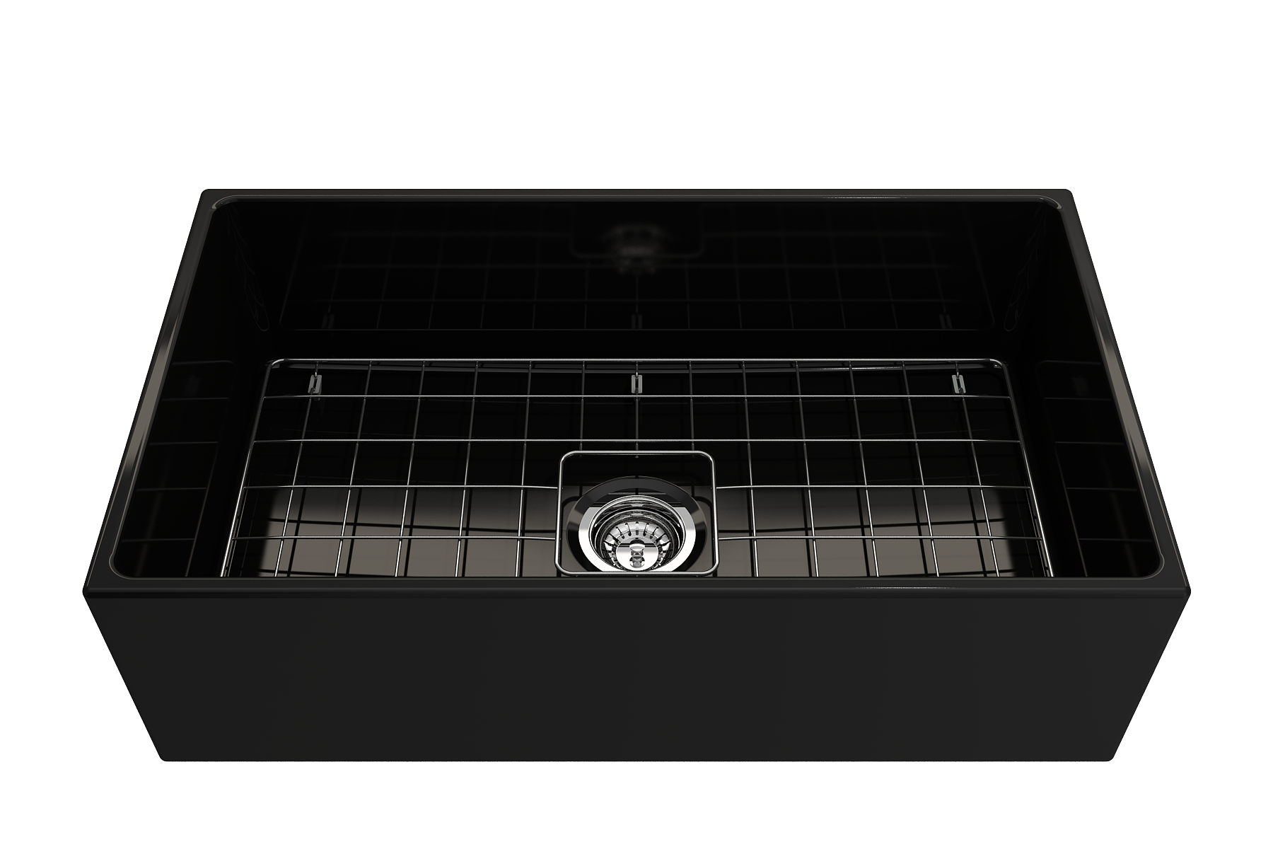 Bocchi Contempo Apron Front Fireclay 33" Single Bowl Kitchen Sink with Protective Bottom Grid and Strainer, Available in 9 colors!