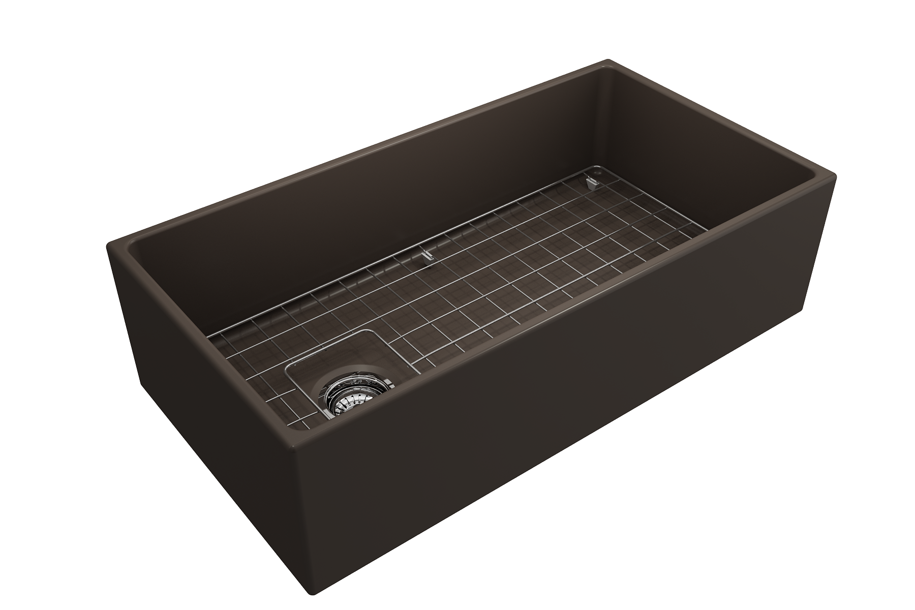 Bocchi Contempo Apron Front Fireclay 36" Single Bowl Kitchen Sink with Protective Bottom Grid and Strainer, Available in 9 colors!