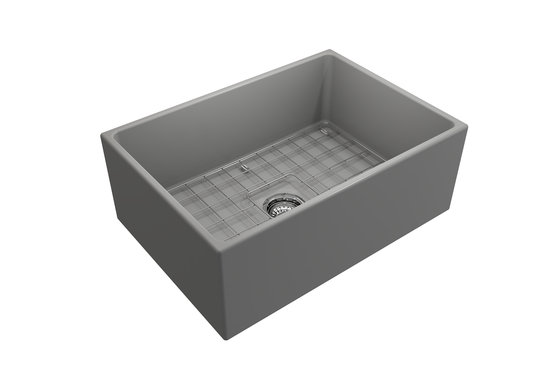 Bocchi Contempo Apron Front Fireclay 27" Single Bowl Kitchen Sink with Protective Bottom Grid and Strainer, Available in 9 colors!