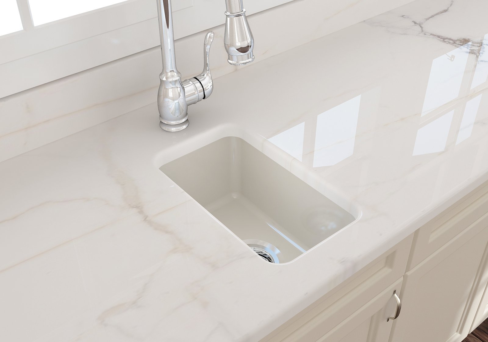 Bocchi Sotto Undermount Fireclay 12" Single Bowl Kitchen Sink with Strainer. Available in 9 Colors!